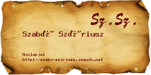 Szabó Szíriusz névjegykártya